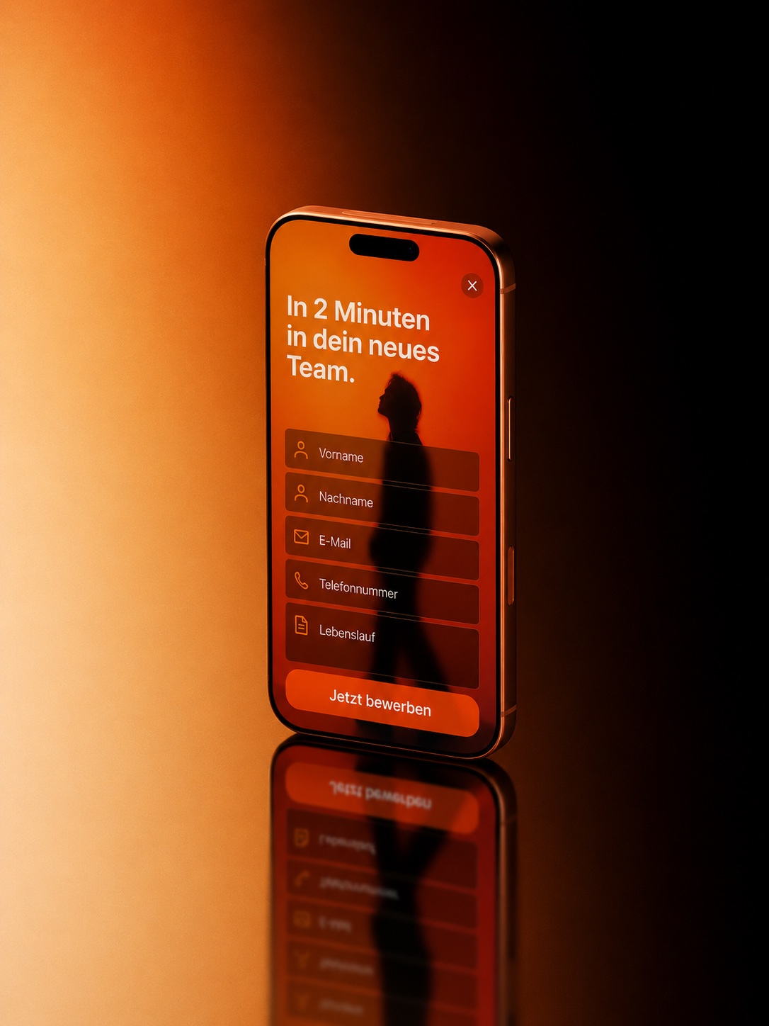 Bewerbungsformular auf dem Handy